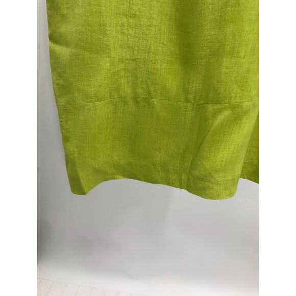 Lafayette 148 Lime Green Linen Square Collar Cap Sleeve Straight Sheath Dress 8 - Picture 4 of 11
